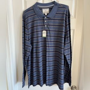 Jos. A. Bank 1905 long sleeve polo, blue striped, tailored fit, 3x, NWT, #12